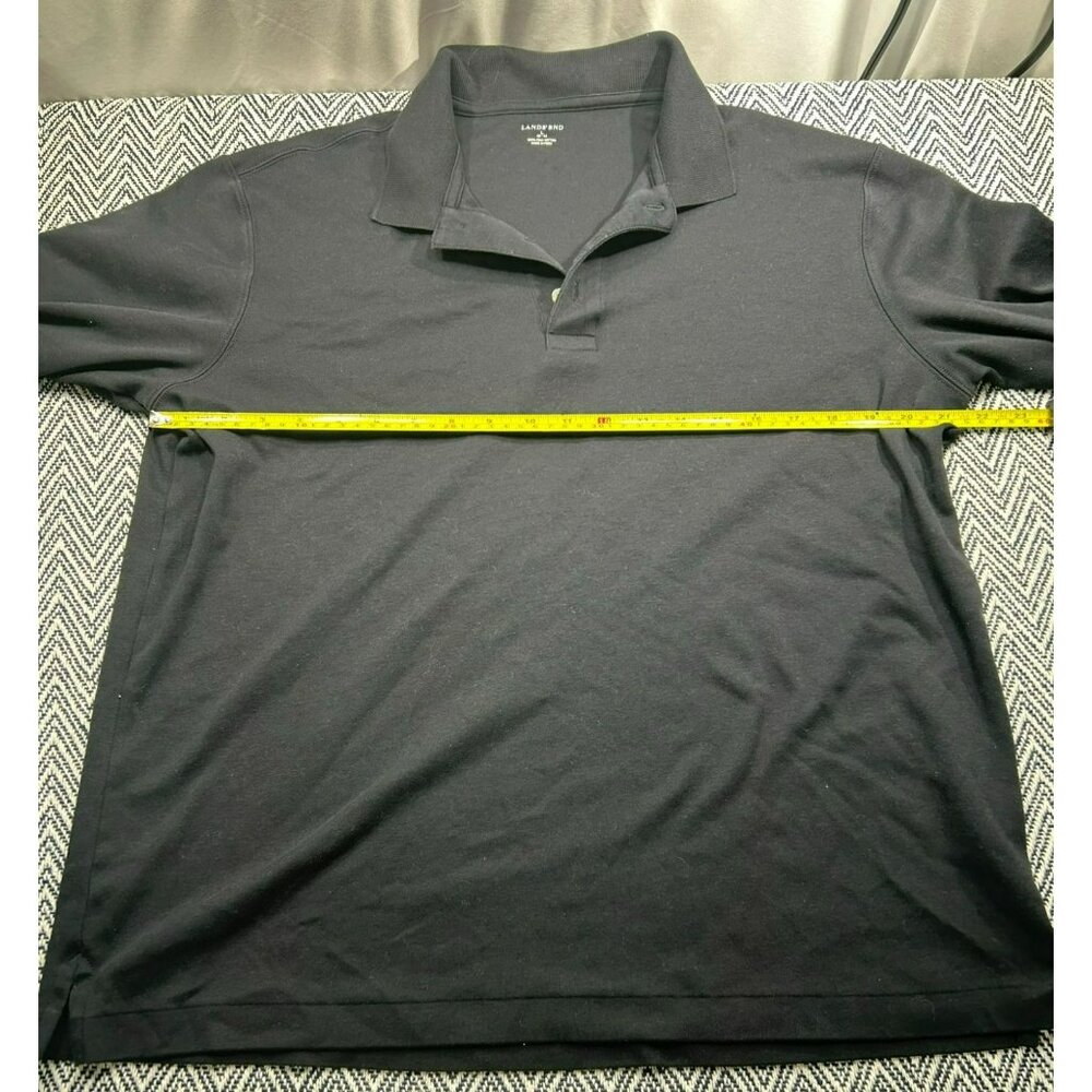 Lands End Men's Black Cotton Long Sleeve Polo Shirt Size L - Picture 4 of 5